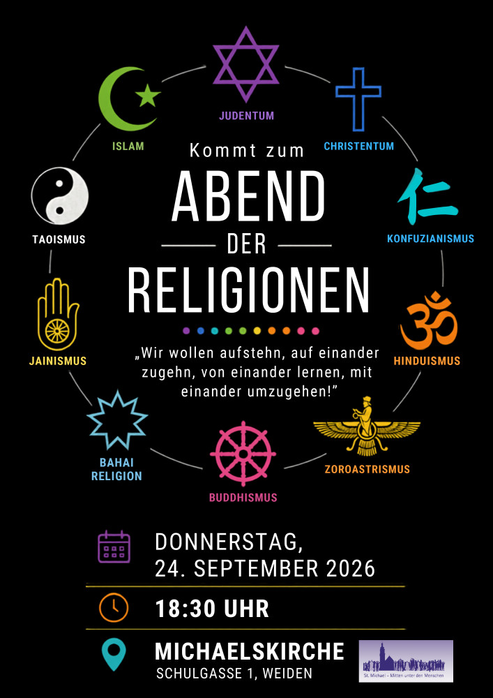 Plakat Abend der Religionen am 24.9.